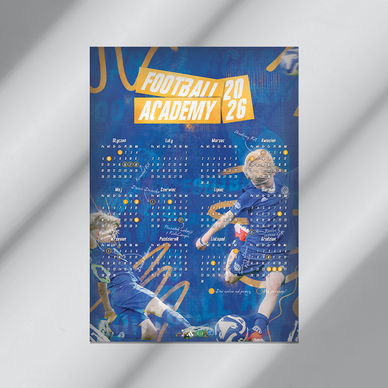 Obrazek Piłkarski kalendarz ścienny Football Academy