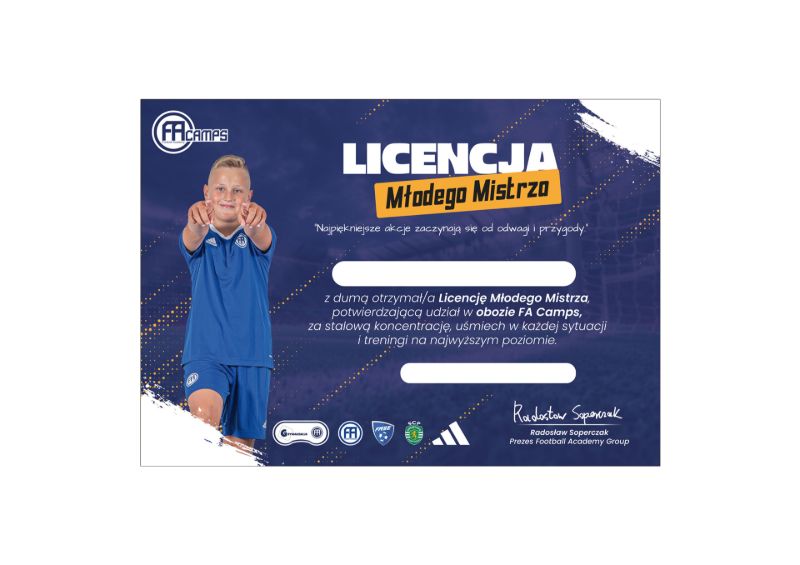 Obrazek FA CAMPS - Licencja Młodego Mistrza za udział w obozie FA CAMPS