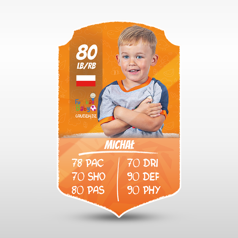 Obrazek Karta zawodnika Football Baby pomarańczowa XL